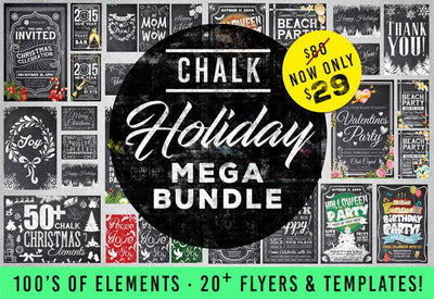 Chalk Mega Holiday Flyers Bundle - Artixty