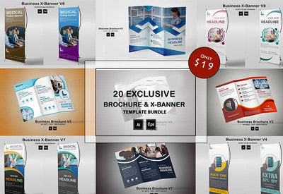 20 Exclusive Brochure & X-Banner Templates Bundle - Artixty
