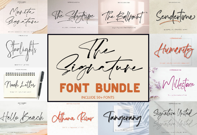 The Signature Font Bundle - 50+ Fonts - Artixty