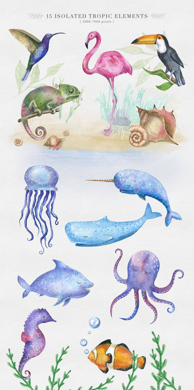 Cute Animals Watercolor Collection - Artixty