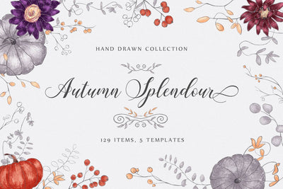 Soft Autumn Watercolor Design Bundle - Artixty
