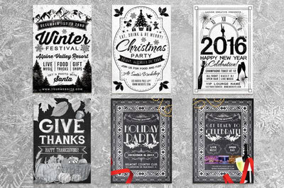 Chalk Mega Holiday Flyers Bundle - Artixty