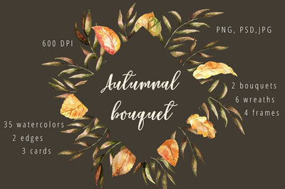 Soft Autumn Watercolor Design Bundle - Artixty