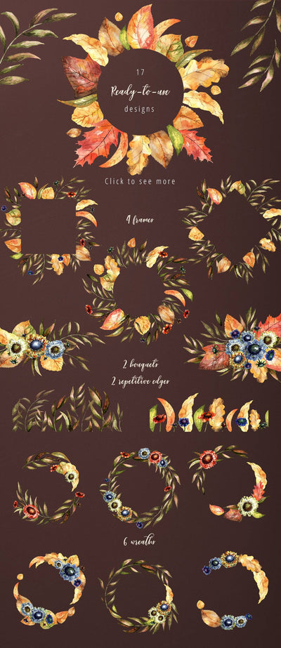 Soft Autumn Watercolor Design Bundle - Artixty