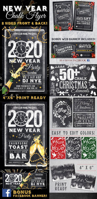 Chalk Mega Holiday Flyers Bundle - Artixty