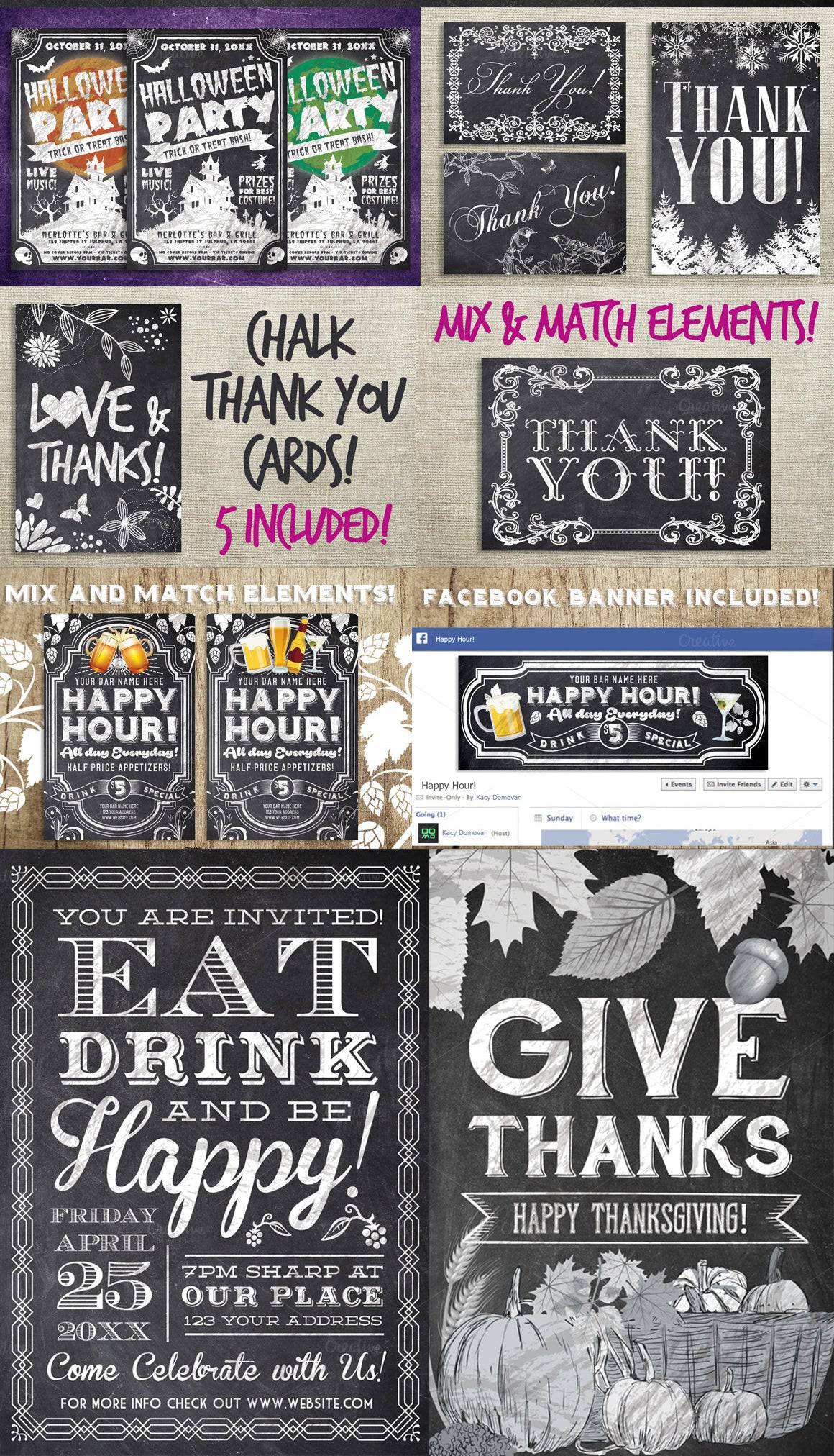 Chalk Mega Holiday Flyers Bundle - Artixty