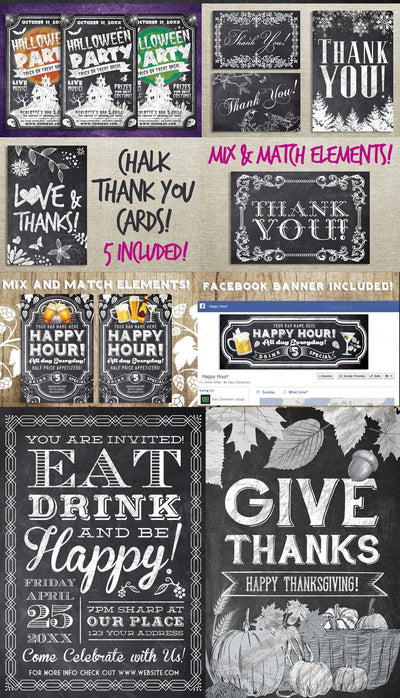 Chalk Mega Holiday Flyers Bundle - Artixty