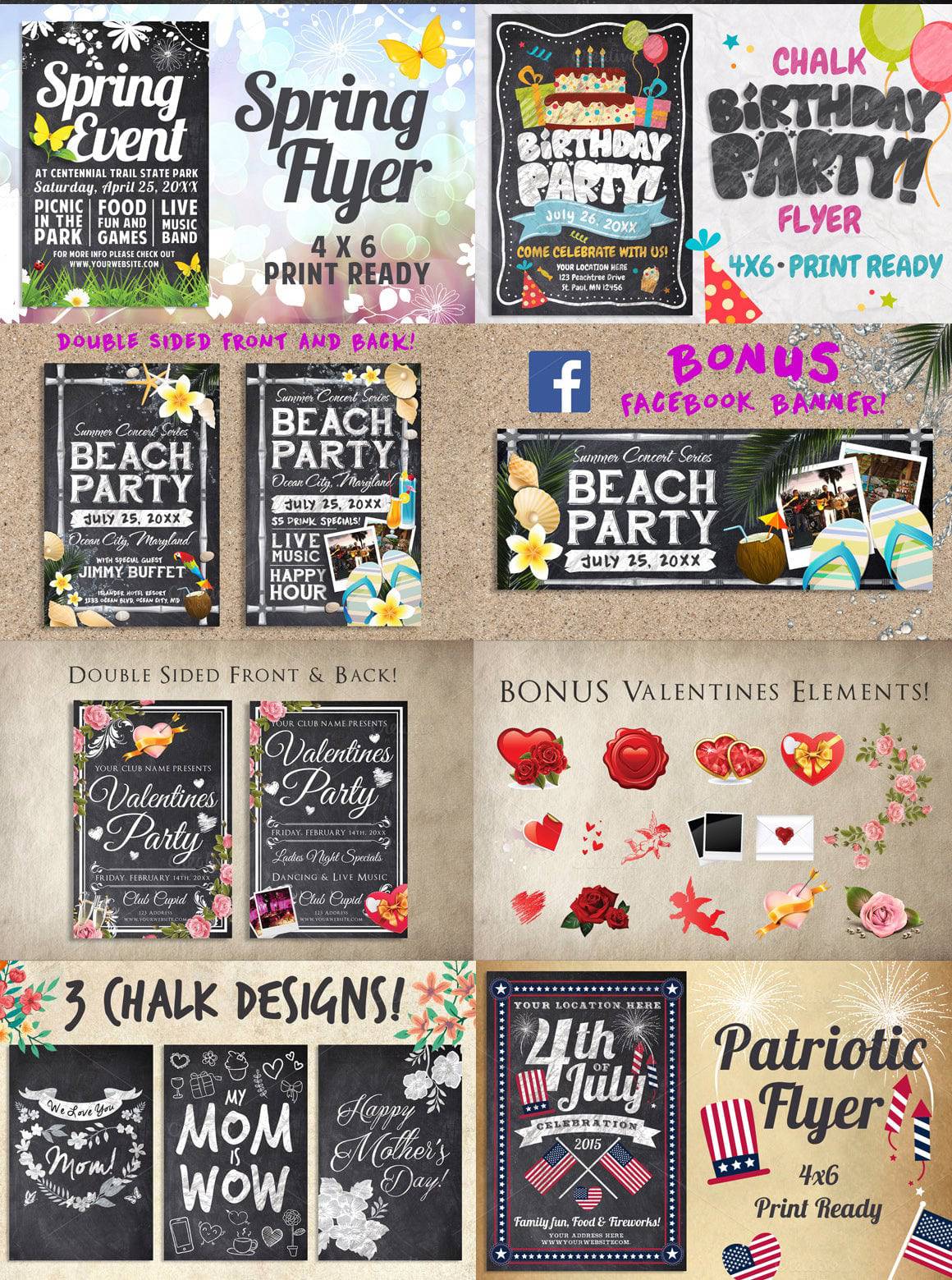 Chalk Mega Holiday Flyers Bundle - Artixty