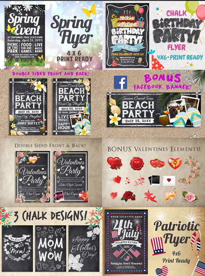 Chalk Mega Holiday Flyers Bundle - Artixty