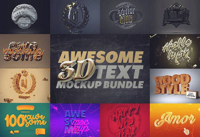 Awesome 3D Text Mockup Mega Bundle - Artixty
