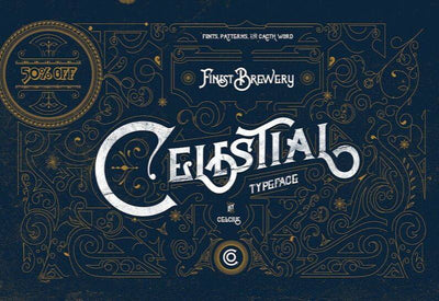 The Celestial Fonts & Vintage Pattern Bundle - Artixty