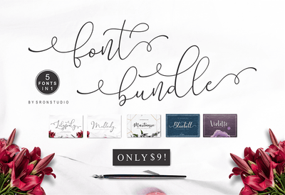 5 Beautiful Script & Calligraphy Fonts Bundle - Artixty