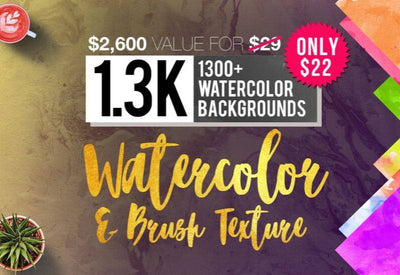 1300 Watercolor & Brush Texture Bundle - Artixty