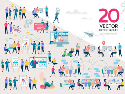 24-In-1 Flat Illustrations Mega Bundle - Artixty