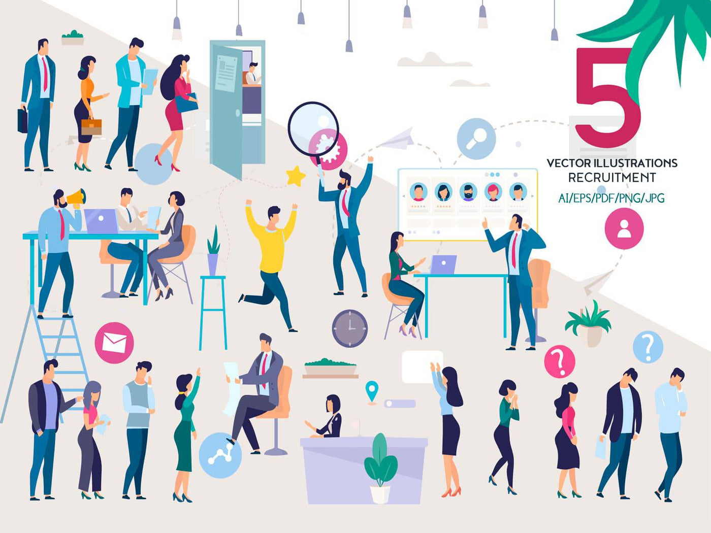 24-In-1 Flat Illustrations Mega Bundle - Artixty