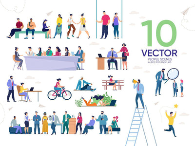 24-In-1 Flat Illustrations Mega Bundle - Artixty