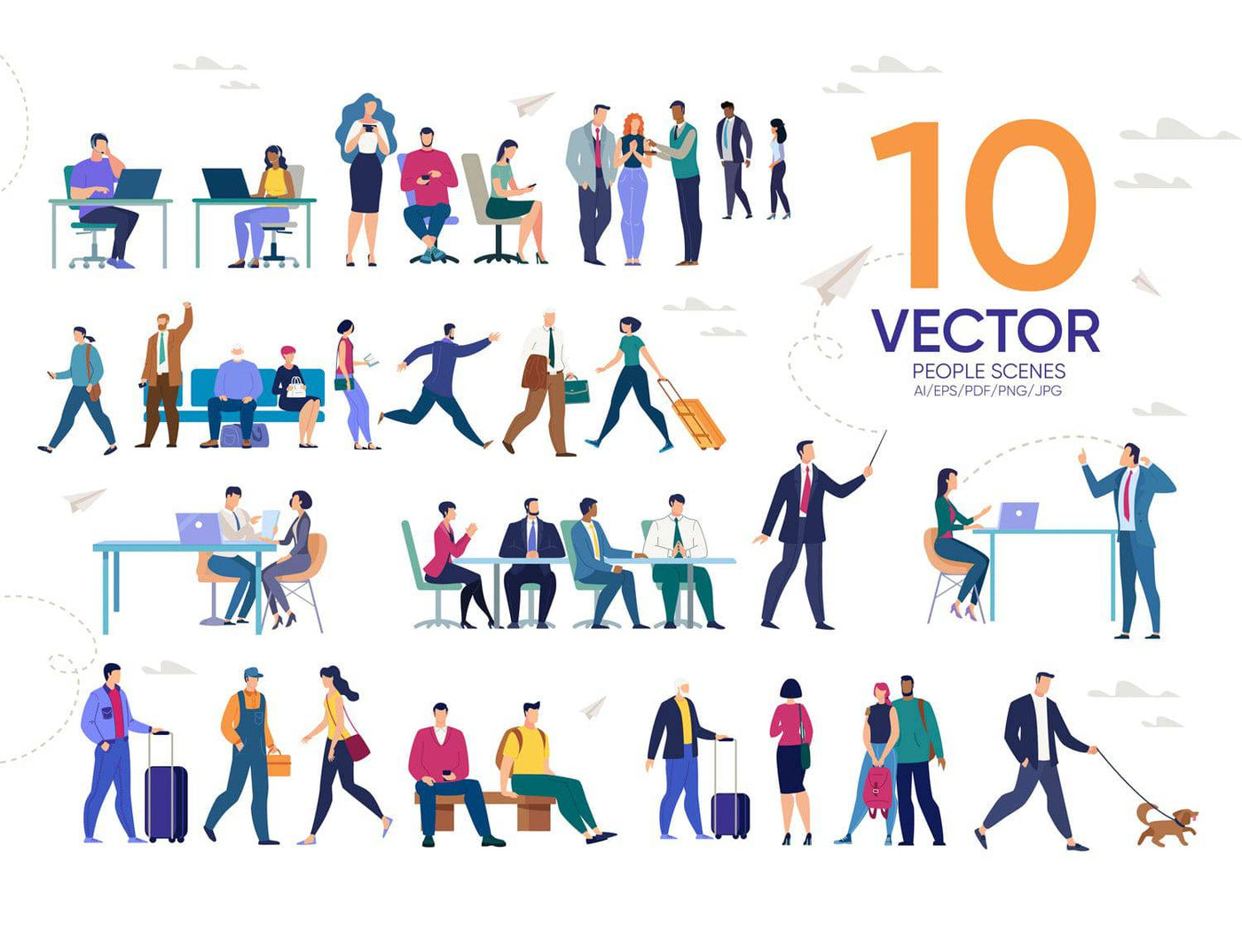 24-In-1 Flat Illustrations Mega Bundle - Artixty