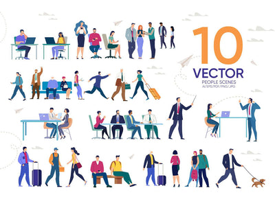24-In-1 Flat Illustrations Mega Bundle - Artixty