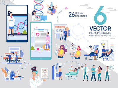24-In-1 Flat Illustrations Mega Bundle - Artixty
