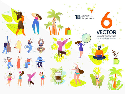 24-In-1 Flat Illustrations Mega Bundle - Artixty
