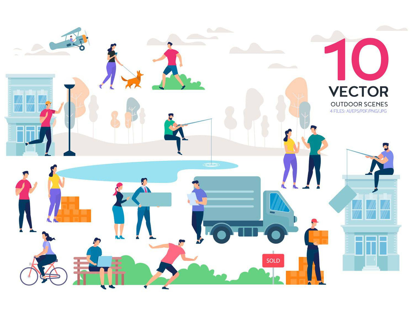 24-In-1 Flat Illustrations Mega Bundle - Artixty