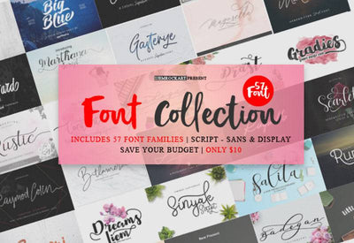 57 PREMIUM FONTS - SCRIPT, SANS, DISPLAY WITH EXTRAS