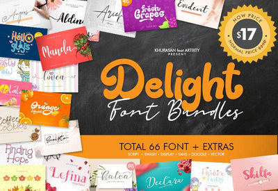 The Delight Font Bundle - 66 Fonts + Extras - Artixty