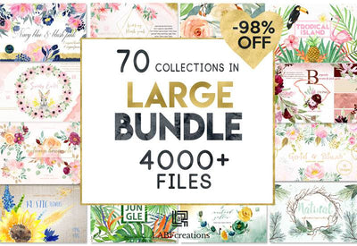 70-In-1 Mega Watercolor Graphics Bundle - Artixty