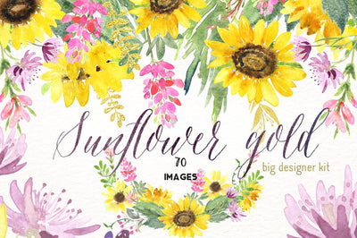 70-In-1 Mega Watercolor Graphics Bundle - Artixty