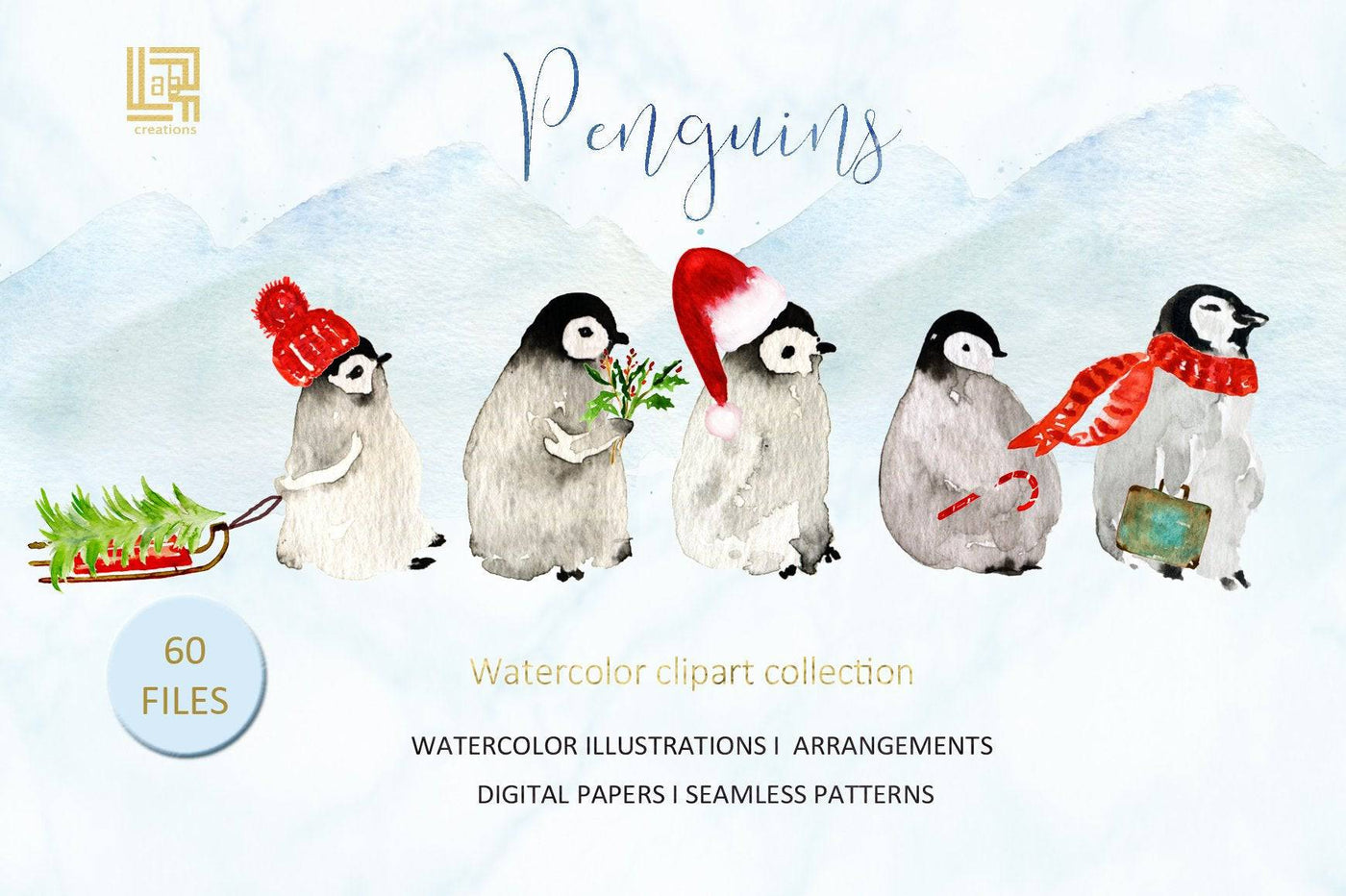 70-In-1 Mega Watercolor Graphics Bundle - Artixty
