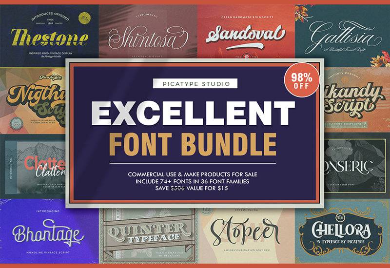 The Excellent Font Bundle - 74+ Fonts | Artixty