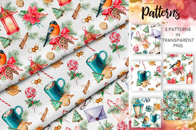 Christmas Traditions Watercolor Design Bundle - Artixty