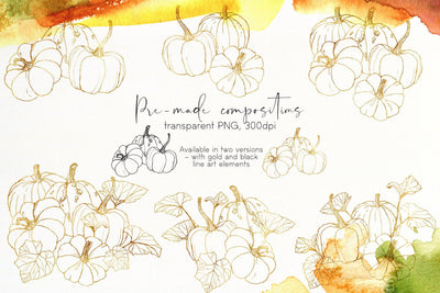 Pumpkins Watercolor Creative Design Bundle - Artixty