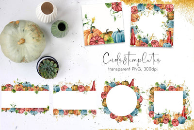 Pumpkins Watercolor Creative Design Bundle - Artixty