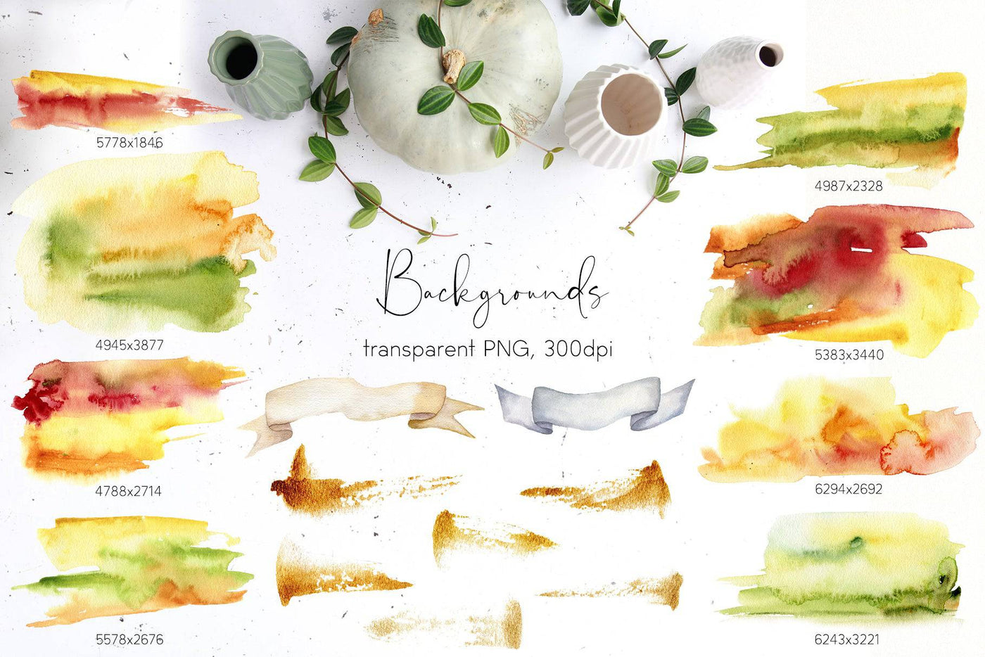Pumpkins Watercolor Creative Design Bundle - Artixty