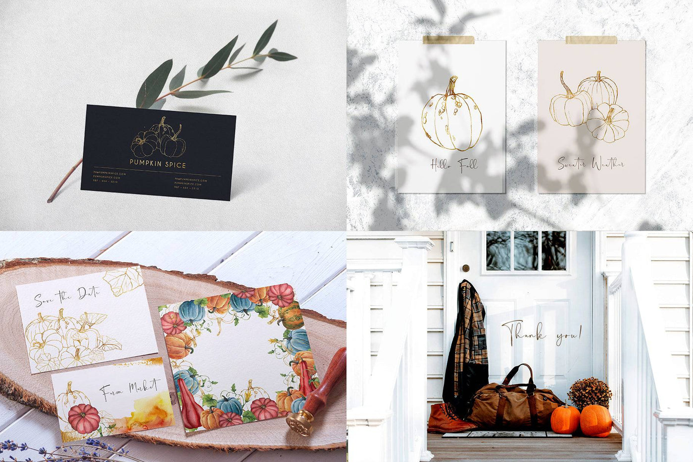 Pumpkins Watercolor Creative Design Bundle - Artixty