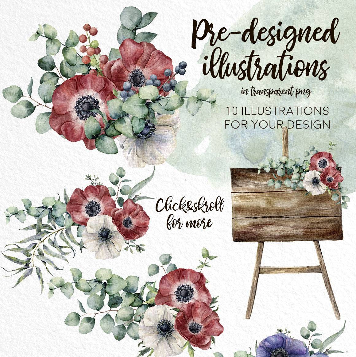 Eucalyptus Mania Watercolor Design Bundle - Artixty