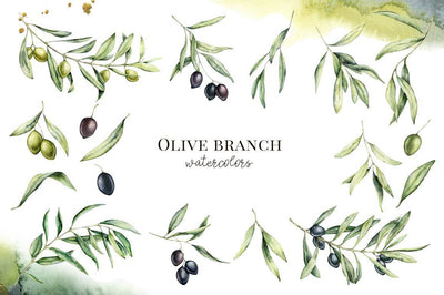 Olives Watercolor Elements Collection - Artixty