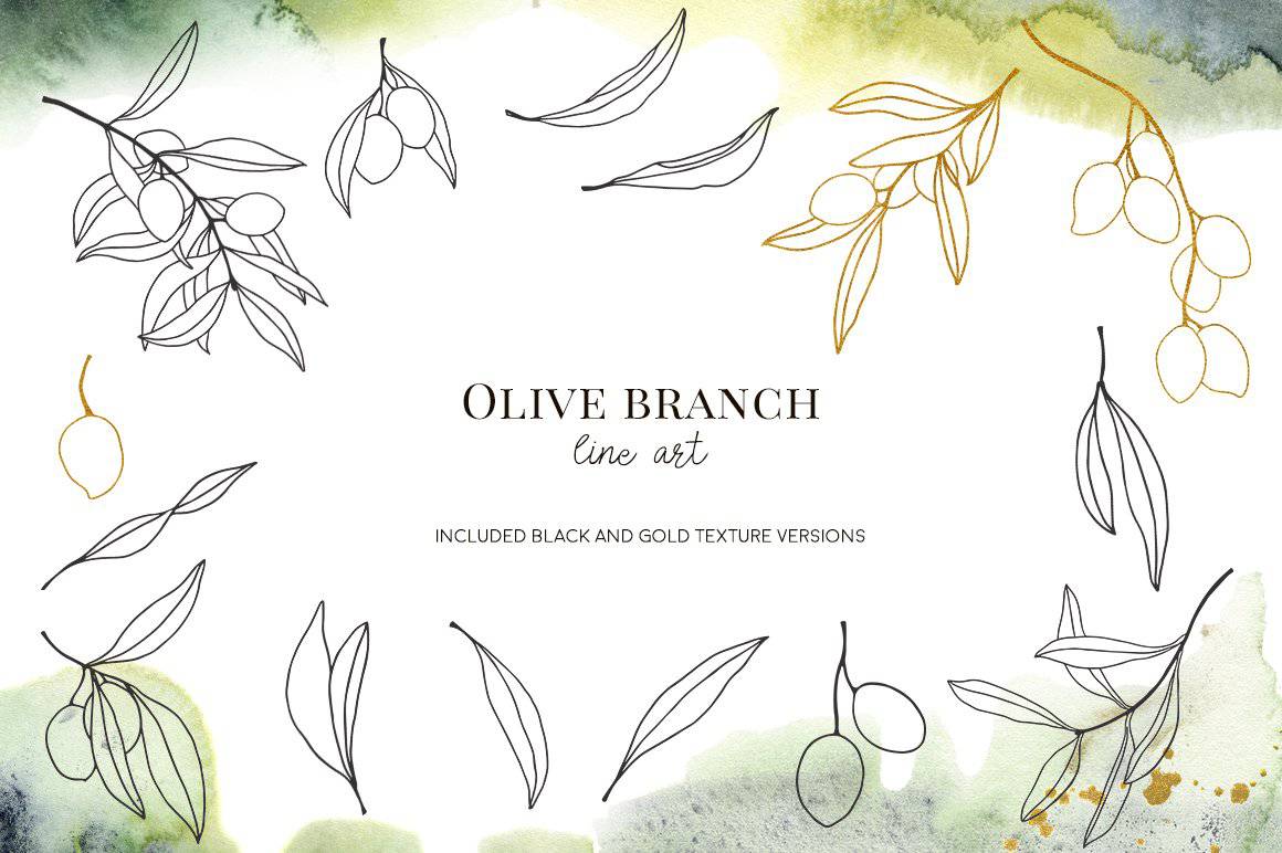 Olives Watercolor Elements Collection - Artixty