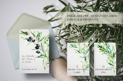 Olives Watercolor Elements Collection - Artixty