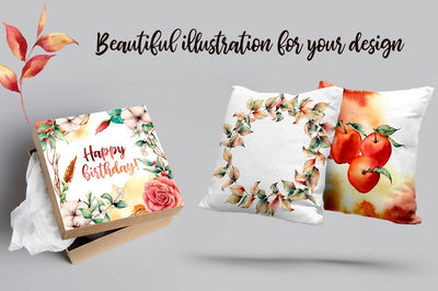 Fall In Love Watercolor Design Bundle - Artixty