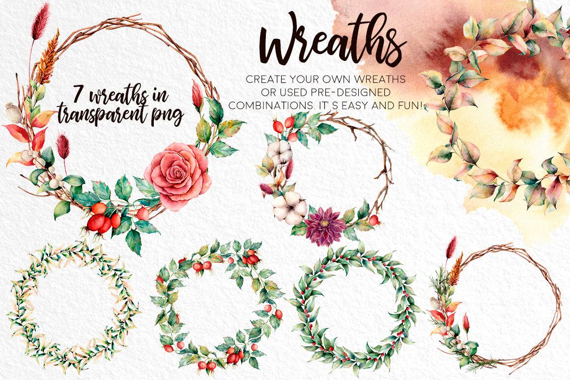 Fall In Love Watercolor Design Bundle - Artixty