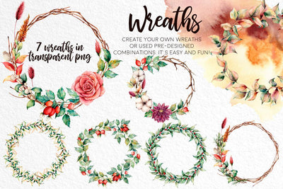 Fall In Love Watercolor Design Bundle - Artixty
