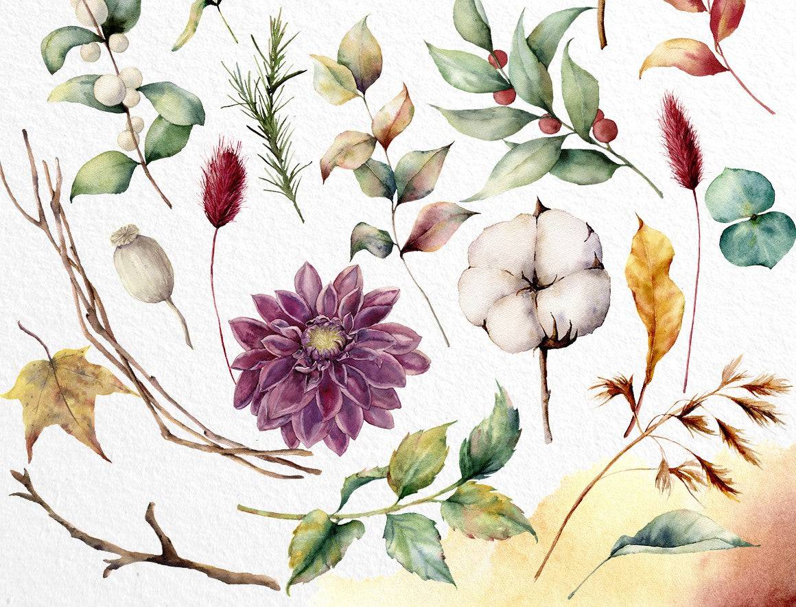 Fall In Love Watercolor Design Bundle - Artixty