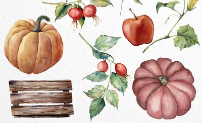 Fall In Love Watercolor Design Bundle - Artixty