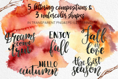 Fall In Love Watercolor Design Bundle - Artixty