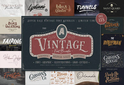 THE MASSIVE VINTAGE FONT BUNDLE - 15 FONTS