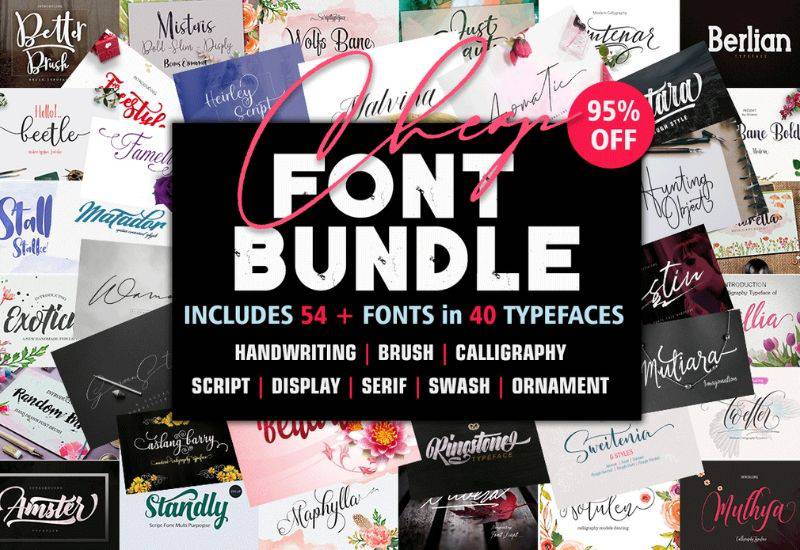 The Charming Font Bundle - 54 Assorted Fonts - Artixty