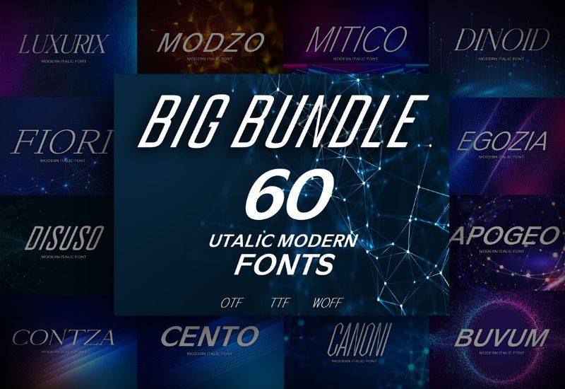 60 Italic Modern Fonts Mega Bundle - Artixty