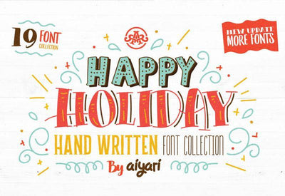 Happy Holiday Hand Written Font Collection - Artixty